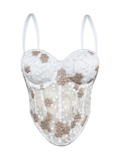Floral Embroidery Boning Corset Bra Sexy Sling Vest Summer Outer Wear Slim Shaping Tube Top