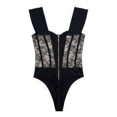 Lace Jumpsuit Sexy Slimming Corset Back Shaping Padded Sling Zipper Slim Fit Shaping