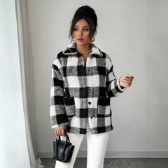 Niche Office Women High Grade Coat Shoulder Small Black White Women Coat