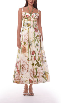 Spring Summer Suspender Printed Large Swing Dress Holiday Casual Women Dress