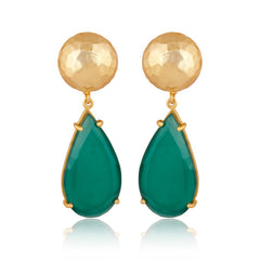 Ocean Tide Drop Earrings - Green Onyx