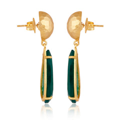 Ocean Tide Drop Earrings - Green Onyx