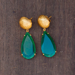 Ocean Tide Drop Earrings - Green Onyx