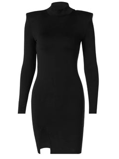 Women Spring Autumn Long Sleeve Bodycon Soild Color Black Slim Package Hip Mini Dress Female Clothing Streetwear