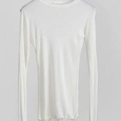 High Quality Plain T Shirt Women Cotton Elastic Basic T-shirts Female Casual Tops Long Sleeve Sexy Thin T-shirt see through