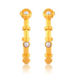 Sparkling Shore Hoop Earrings - Pearl