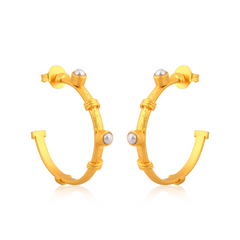 Sparkling Shore Hoop Earrings - Pearl