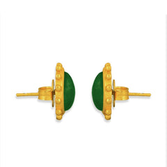 Starburst Stud Earrings - Green Strawberry Quartz