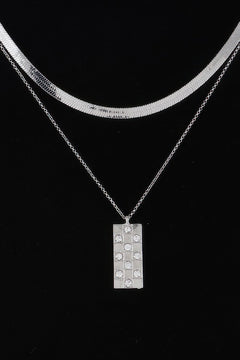 Checkered Jewel Pendant Necklace