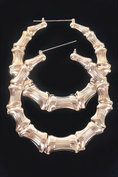 Bamboo Metal 10cm Hoop Earring