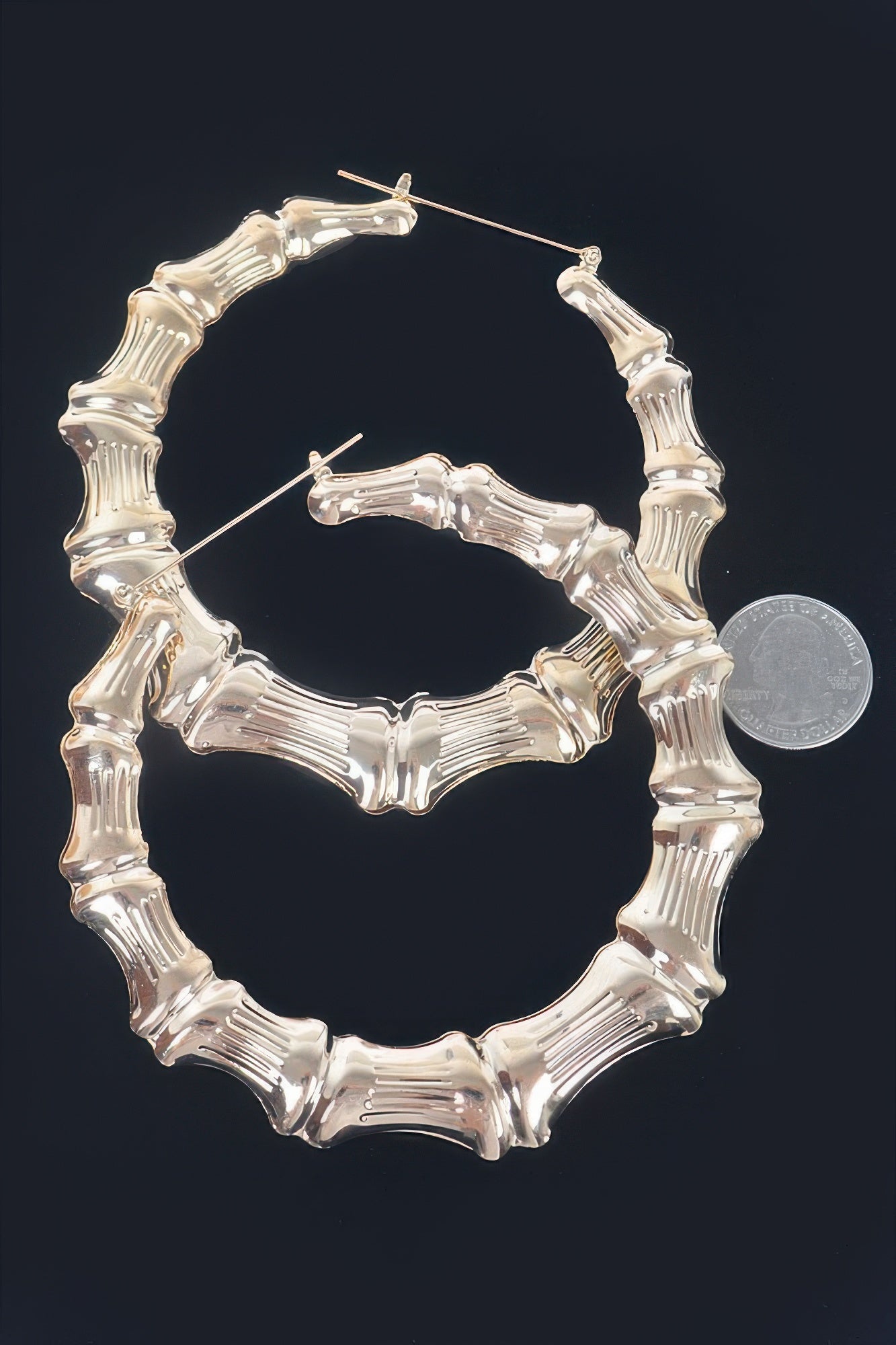 Bamboo Metal 10cm Hoop Earring