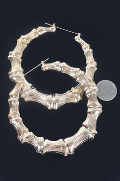 Bamboo Metal 10cm Hoop Earring