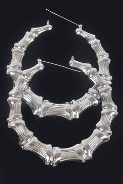 Bamboo Metal 10cm Hoop Earring