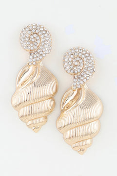 Bejeweled Conch Shell Earrings