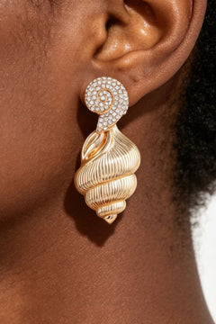 Bejeweled Conch Shell Earrings