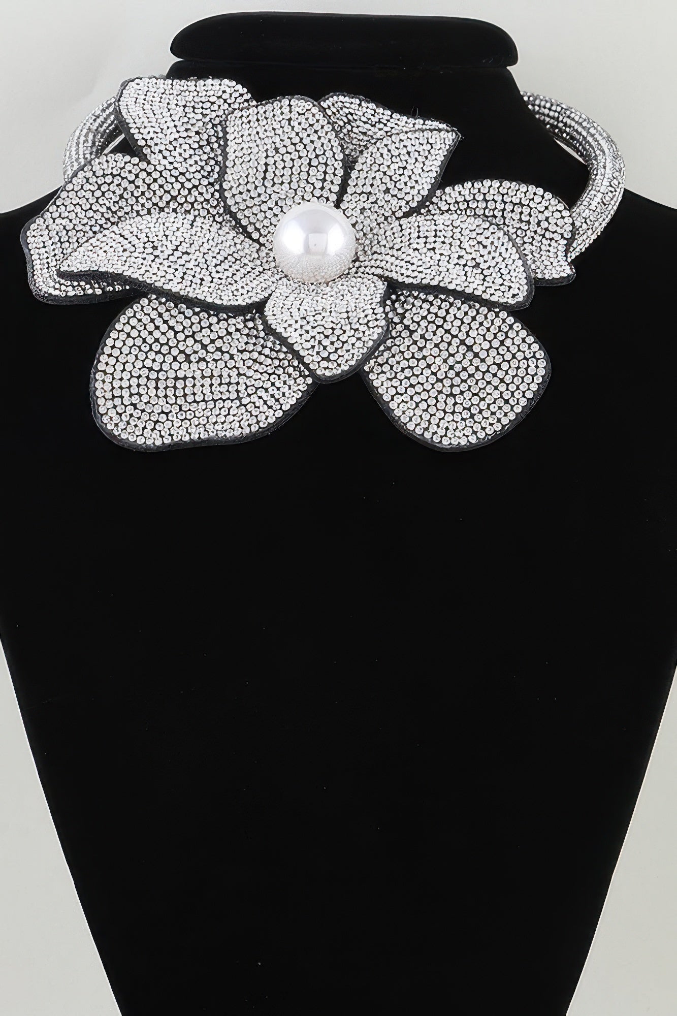 Bejeweled Blooming Flower Choker Necklace