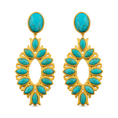 Water Lily Drop Earrings - Turquoise