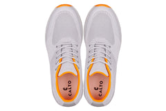 CALTO - X2694 - 2.8 Inches Taller (Light Grey/Orange) - Lightweight Sporty Sneakers