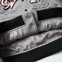 AC Milan Off-White Gray Varsity Wool Jacket