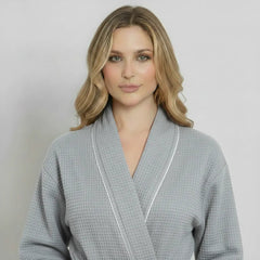 Women’s Waffle Piping Bathrobe – Lightweight Spa-Style Comfort
