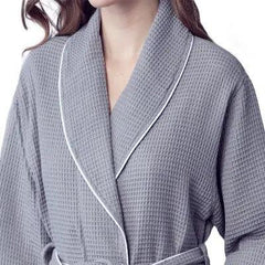 Women’s Waffle Piping Bathrobe – Lightweight Spa-Style Comfort