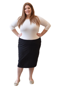 Classic Cotton Lycra Pencil Skirt - Below Knee Length