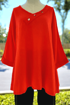 Lu V-Neck Top 100% Cotton Gauze