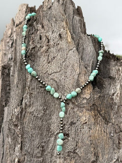 Sterling Silver Mesa Aqua Beaded Lariat Necklace