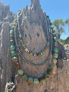 Sterling Silver Sage Canyon Stone Beaded Chain Necklace