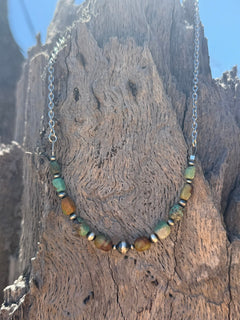 Sterling Silver Sage Canyon Stone Beaded Chain Necklace