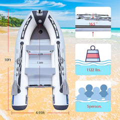 10FT 5-Person Inflatable Dinghy Transom Sport Tender Boat (SAK26183)