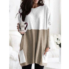 Women Long Sleeve Casual Pocket T-Shirt Loose Plus Size Top Blouse